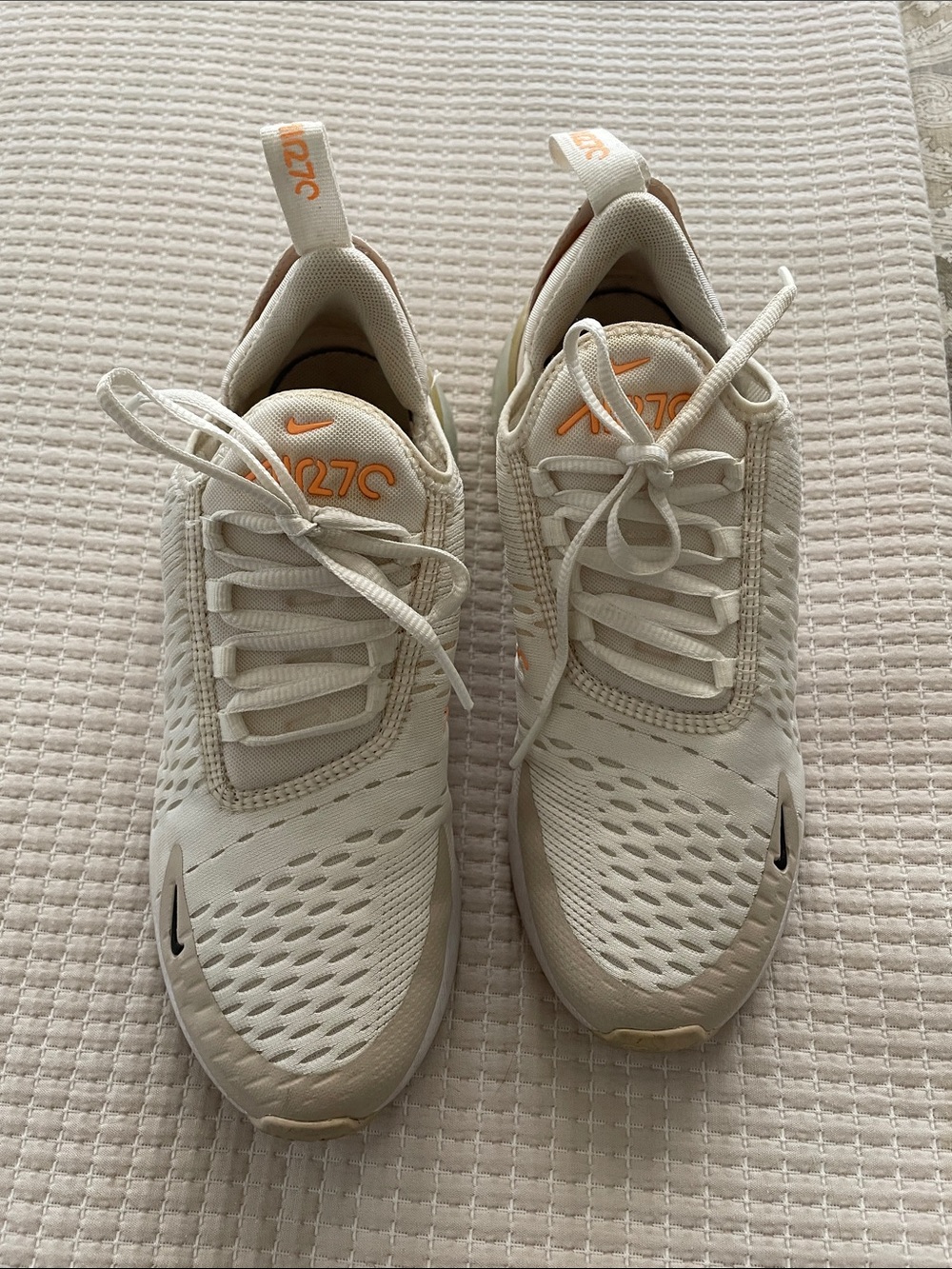 Nike Cream and Orange Air Max 270 Sneakers